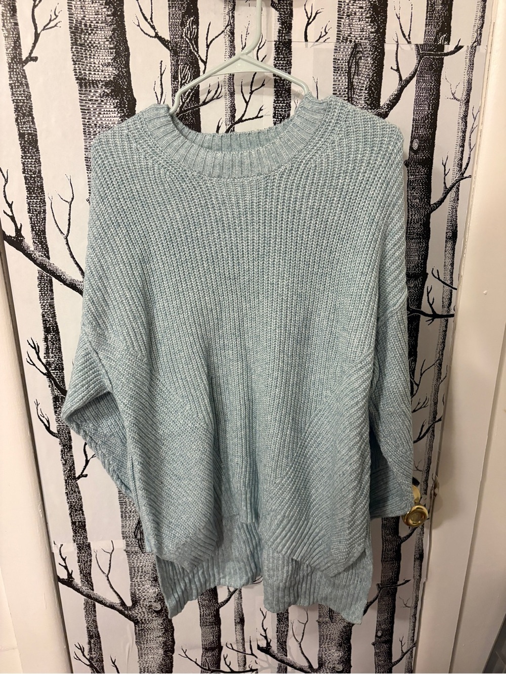 American Eagle Pale Blue Ribbed Knit Sweater